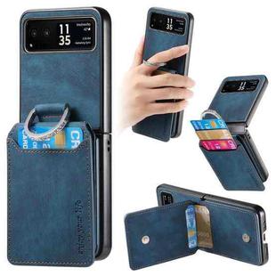 For Motorola Moto Razr 40 Retro Leather Ring Vertical Flip Wallet Phone Case(Blue)