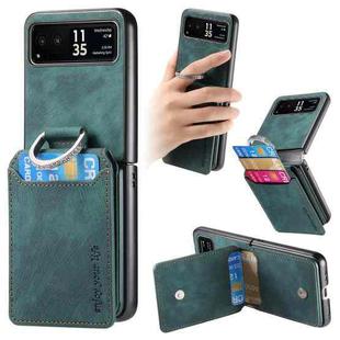 For Motorola Moto Razr 40 Retro Leather Ring Vertical Flip Wallet Phone Case(Green)