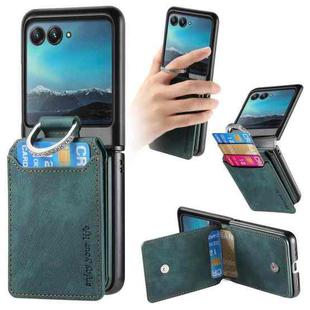 For Motorola Moto Razr 40 Ultra Retro Leather Ring Vertical Flip Wallet Phone Case(Green)