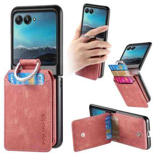 For Motorola Moto Razr 40 Ultra Retro Leather Ring Vertical Flip Wallet Phone Case(Pink)