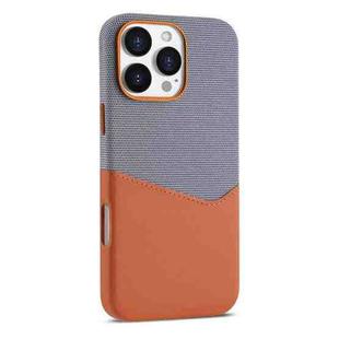 For iPhone 16 Pro Kalebol Cloth Textue Stitching Card Slot Magnetic Phone Case(Orange)