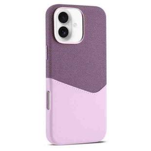 For iPhone 16 Plus Kalebol Cloth Textue Stitching Card Slot Magnetic Phone Case(Pink)