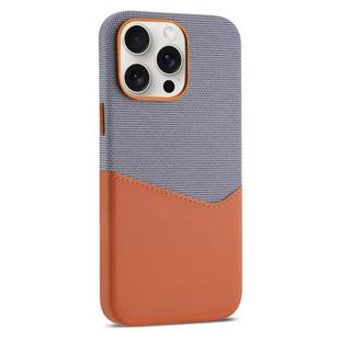 For iPhone 15 Pro Max Kalebol Cloth Textue Stitching Card Slot Magnetic Phone Case(Orange)
