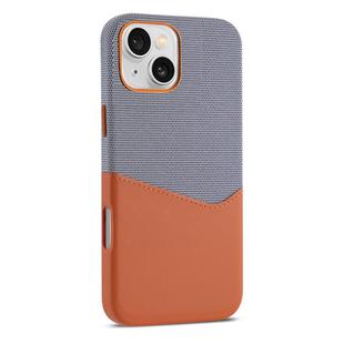 For iPhone 15 Plus Kalebol Cloth Textue Stitching Card Slot Magnetic Phone Case(Orange)