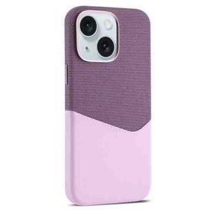 For iPhone 15 Plus Kalebol Cloth Textue Stitching Card Slot Magnetic Phone Case(Pink)