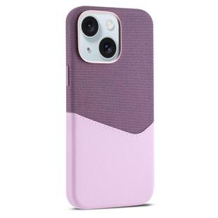 For iPhone 15 Kalebol Cloth Textue Stitching Card Slot Magnetic Phone Case(Pink)