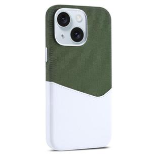 For iPhone 15 Kalebol Cloth Textue Stitching Card Slot Magnetic Phone Case(Green)