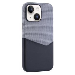 For iPhone 14 Kalebol Cloth Textue Stitching Card Slot Magnetic Phone Case(Black)