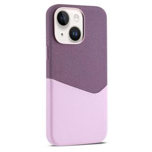 For iPhone 14 Kalebol Cloth Textue Stitching Card Slot Magnetic Phone Case(Pink)