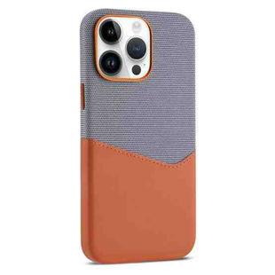 For iPhone 14 Pro Kalebol Cloth Textue Stitching Card Slot Magnetic Phone Case(Orange)