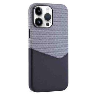 For iPhone 14 Pro Max Kalebol Cloth Textue Stitching Card Slot Magnetic Phone Case(Black)