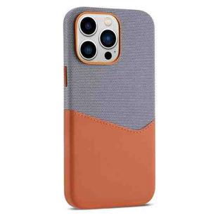 For iPhone 13 Pro Max Kalebol Cloth Textue Stitching Card Slot Magnetic Phone Case(Orange)