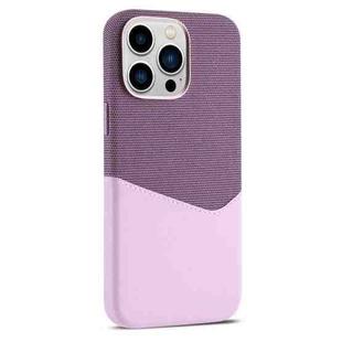 For iPhone 13 Pro Kalebol Cloth Textue Stitching Card Slot Magnetic Phone Case(Pink)