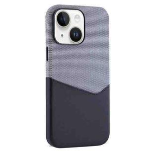 For iPhone 13 Kalebol Cloth Textue Stitching Card Slot Magnetic Phone Case(Black)