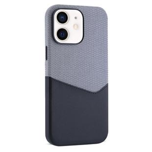 For iPhone 12 Kalebol Cloth Textue Stitching Card Slot Magnetic Phone Case(Black)