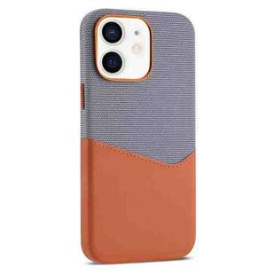 For iPhone 12 Kalebol Cloth Textue Stitching Card Slot Magnetic Phone Case(Orange)