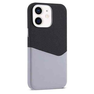 For iPhone 12 Kalebol Cloth Textue Stitching Card Slot Magnetic Phone Case(Gray)