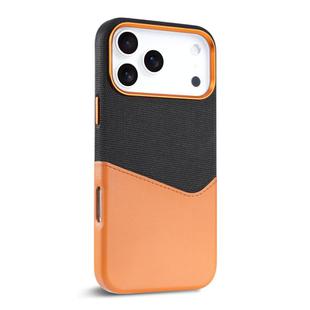 For iPhone 17 Pro Max Kalebol Cloth Textue Stitching Card Slot Magnetic Phone Case(Brown)