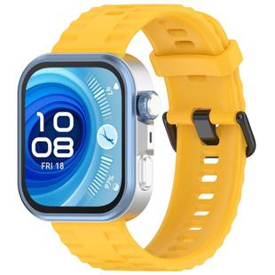 For Huawei Watch Fit4 Pro / Fit4 / Fit3 Quick Release Black Buckle Silicone Watch Band(Yellow)