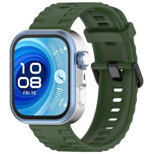 For Huawei Watch Fit4 Pro / Fit4 / Fit3 Quick Release Black Buckle Silicone Watch Band(Army Green)