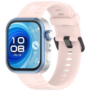 For Huawei Watch Fit4 Pro / Fit4 / Fit3 Quick Release Black Buckle Silicone Watch Band(Light Pink)