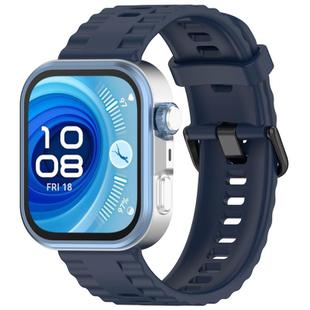 For Huawei Watch Fit4 Pro / Fit4 / Fit3 Quick Release Black Buckle Silicone Watch Band(Midnight Blue)