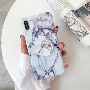 For iPhone XS Max Marble Anti-drop TPU Protection Back Cover with Folding Holder(Z22)