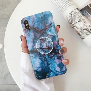 For iPhone XS Max Marble Anti-drop TPU Protection Back Cover with Folding Holder(Z17)