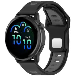 20mm Two Color Reverse Buckle Striped Silicone Watch Band(Black Gray)