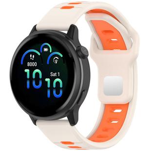22mm Two Color Reverse Buckle Striped Silicone Watch Band(Starlight Orange)