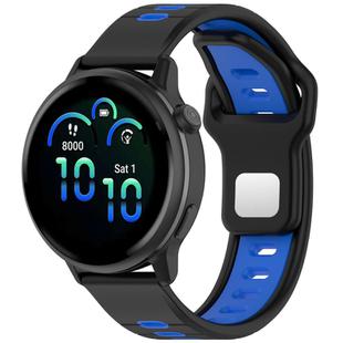 22mm Two Color Reverse Buckle Striped Silicone Watch Band(Black Blue)