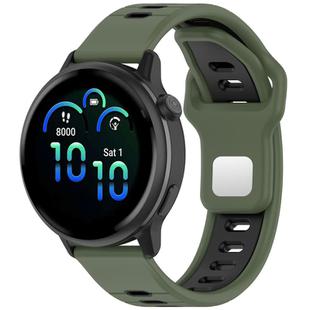 22mm Two Color Reverse Buckle Striped Silicone Watch Band(Green Black)