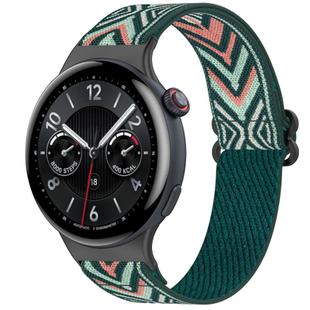 For vivo Watch 5 Ethnic Style Elastic Nylon Braided Watch Band(Green Arrow)