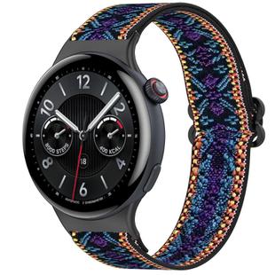 For vivo Watch 5 Ethnic Style Elastic Nylon Braided Watch Band(Blue Purple)