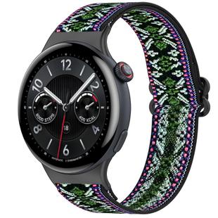 For vivo Watch 5 Ethnic Style Elastic Nylon Braided Watch Band(Green Purple)