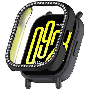 For Redmi Watch 5 Lite Single Row Diamond Half Coverage Hollow PC Watch Protective Case(Black)