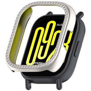 For Redmi Watch 5 Lite Single Row Diamond Half Coverage Hollow PC Watch Protective Case(Starlight)