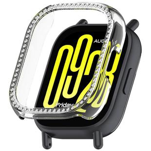 For Redmi Watch 5 Lite Single Row Diamond Half Coverage Hollow PC Watch Protective Case(Transparent)