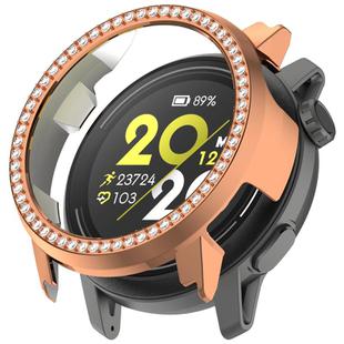 For COROS Pace 2 Single Row Diamond Half Coverage Hollow PC Watch Protective Case(Rose Gold)