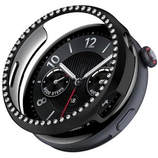 For vivo Watch 5 Single Row Diamond Half Coverage Hollow PC Watch Protective Case(Black)