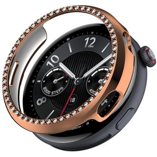 For vivo Watch 5 Single Row Diamond Half Coverage Hollow PC Watch Protective Case(Rose Gold)