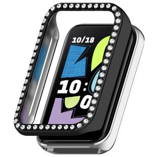 For Honor Band 10 Single Row Diamond Half Coverage Hollow PC Watch Protective Case(Black)