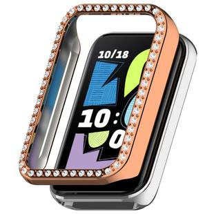 For Honor Band 10 Single Row Diamond Half Coverage Hollow PC Watch Protective Case(Rose Gold)