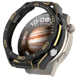 For Huawei Watch 4 Pro Change to Watch Ultimate Design Half Coverage Hollow PC Watch Protective Case(Black Gold)