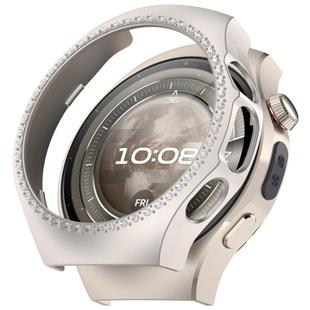 For Huawei Watch 5 42mm Single Row Diamond Half Coverage Hollow PC Watch Protective Case(Starlight)