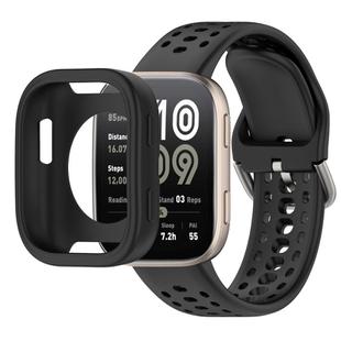 For Amazfit Bip 6 Sofe Case Integrated Silicone Watch Band(Black)