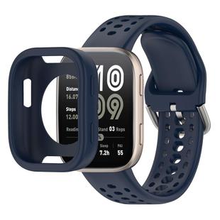 For Amazfit Bip 6 Sofe Case Integrated Silicone Watch Band(Ink Blue)
