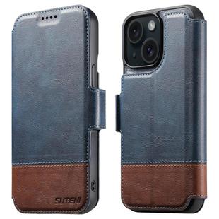 For iPhone 14 Suteni Q06 2-in-1 Multi-function Detachable Wallet MagSafe Phone Case(Blue)