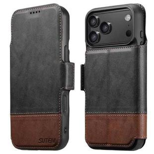 For iPhone 17 Pro Max Suteni Q06 2-in-1 Multi-function Detachable Wallet MagSafe Phone Case(Black)