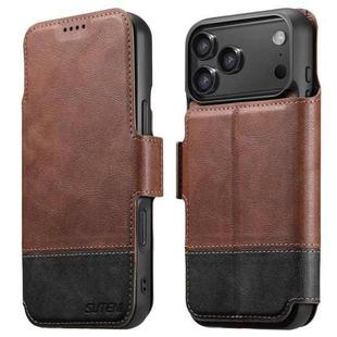 For iPhone 17 Pro Max Suteni Q06 2-in-1 Multi-function Detachable Wallet MagSafe Phone Case(Brown)